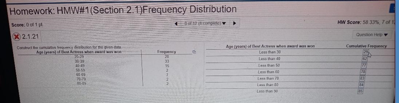 Construct the cumulative frequency distribution for the given data.Age (years) of-example-1