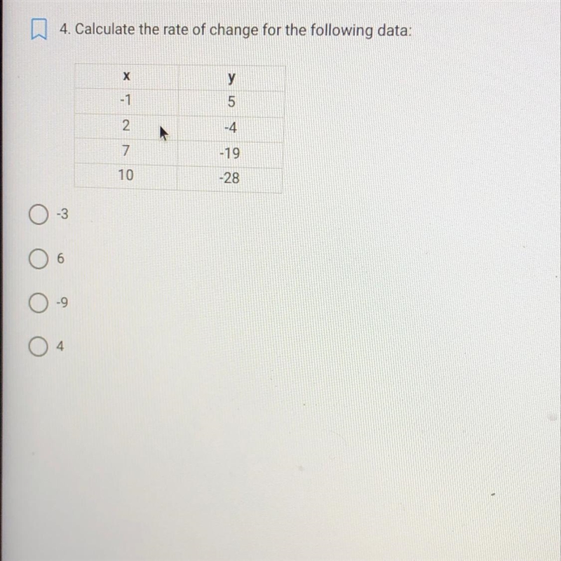 ] 4. Calculate the rate of change for the following data:-example-1