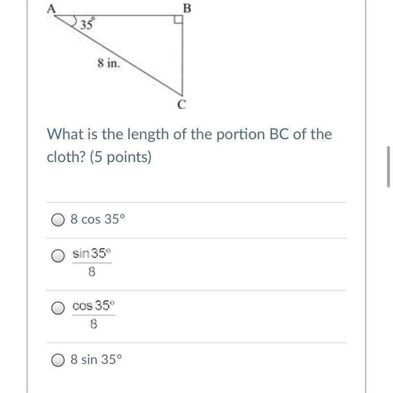 Question is stated in picture. The figure is a triangular piece of cloth-example-1