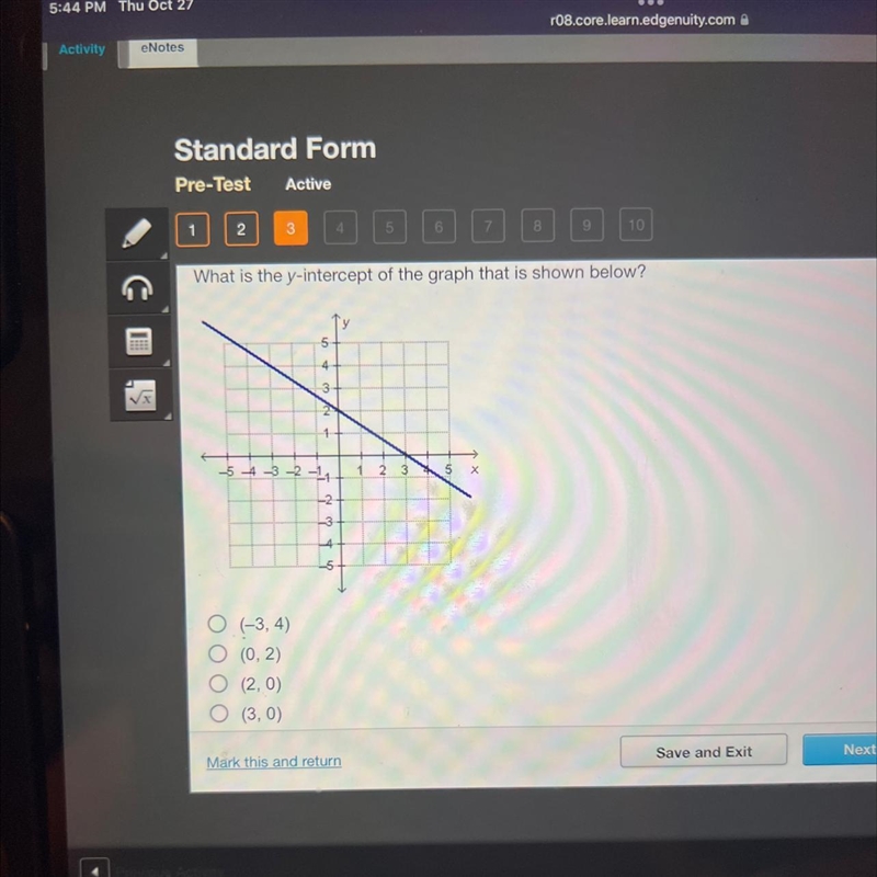 What is the y-intercept of the graph that is shown below?-example-1