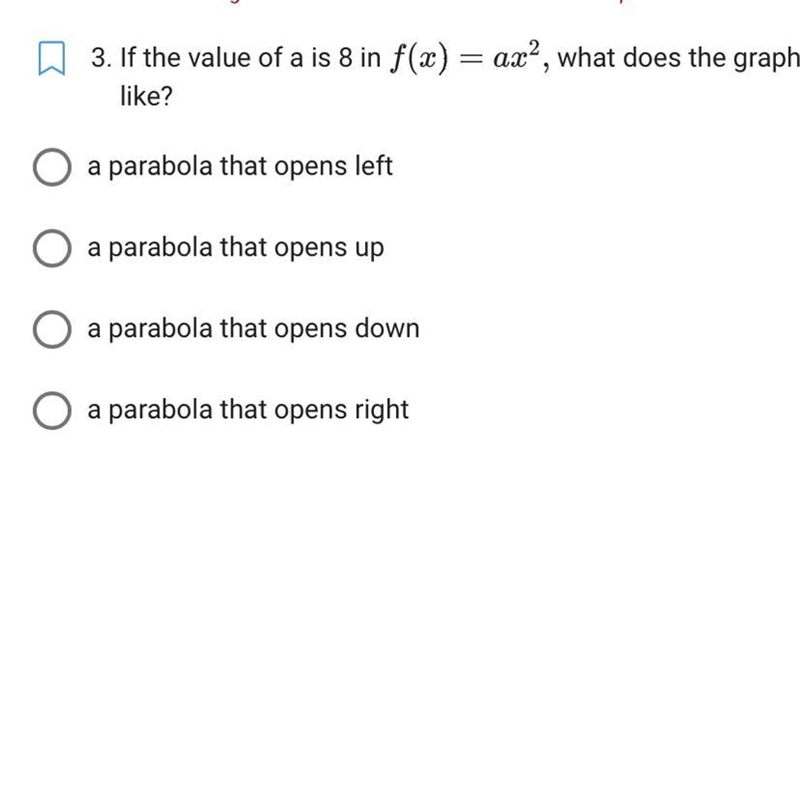 If the value of a is 8 in what does the graph look like?-example-1