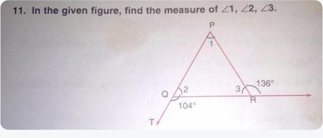 In the given figure, find the measure of angle 1, angle 2 ,angle 3-example-1