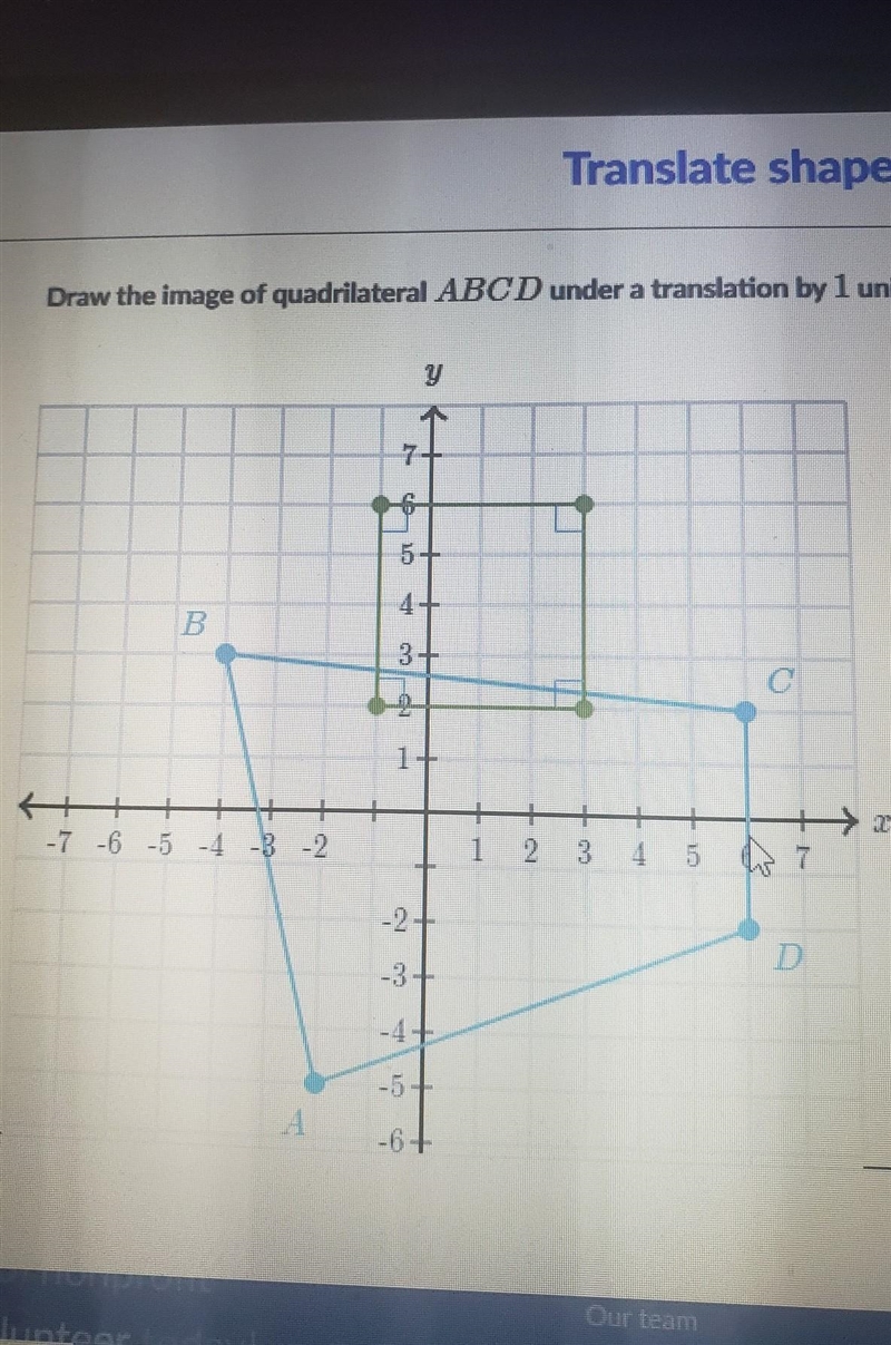 Draw the image of quadrilateral ABCD under a translation by 1 unit to the right and-example-1