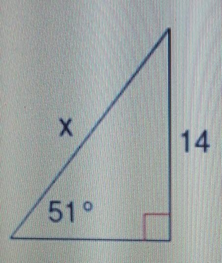 Find the value of x. Round the side to the nearest tenth and the angle measure to-example-1