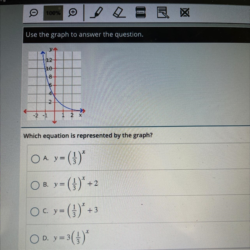 Y 12 10 8 614 4 2 -2 -1 1 2 x Which equation is represented by the graph?-example-1