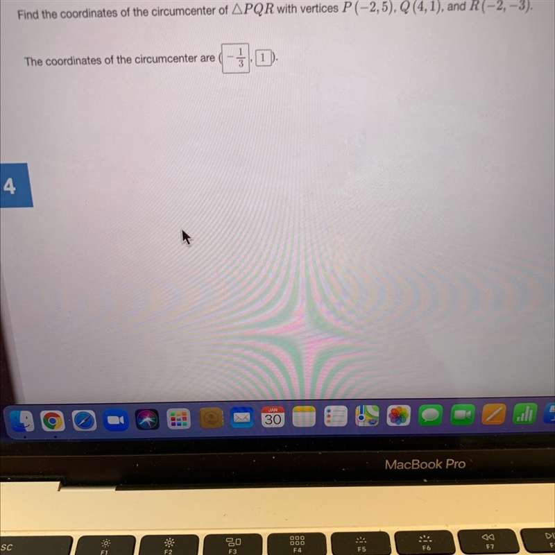 Find the coordinates of the circumcenter of triangle PQR with vertices P(-2,5) Q(4,1) and-example-1