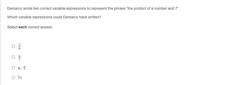 Demarco wrote two correct variable expressions to represent the phrase “the product-example-1