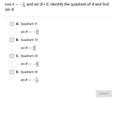 Cos0 __ and sin ____ Identify the quadrant of __ and findsin __-example-1