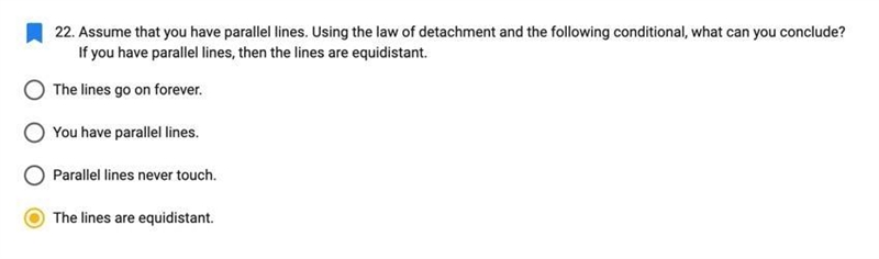 Assume that you have parallel lines. Using the law of detachment and the following-example-1