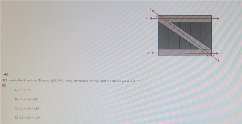 1) Consider that lines A and B are parallel Which equation models the relationship-example-1