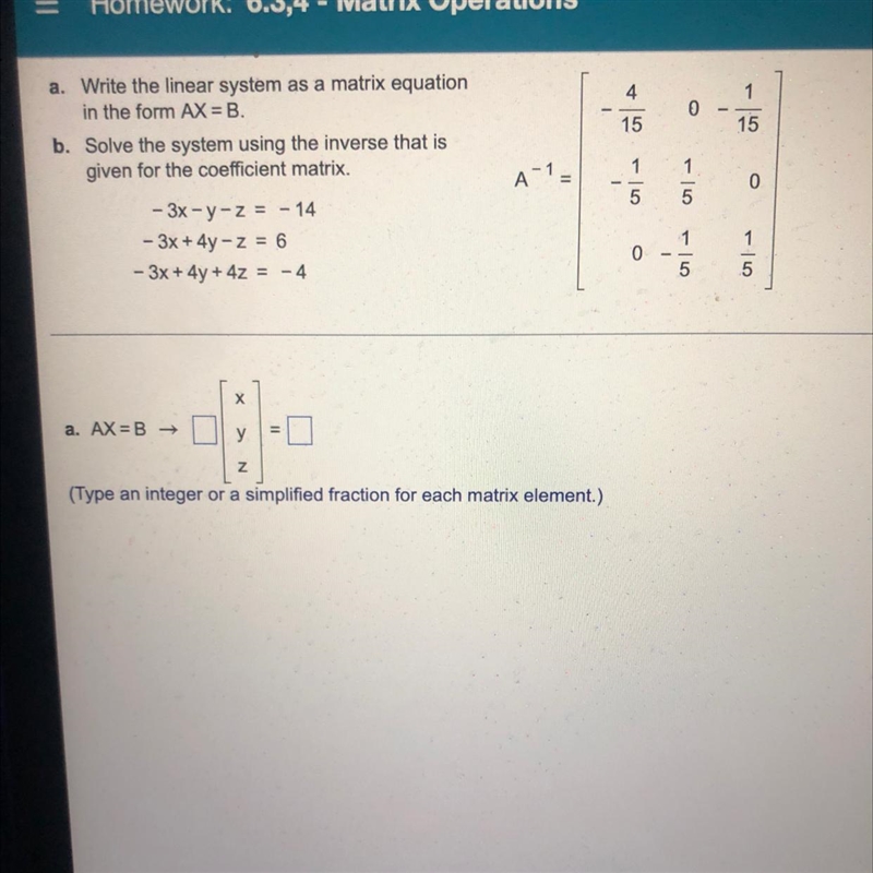 Write linear system as a matrix equation in the form AX=B-example-1