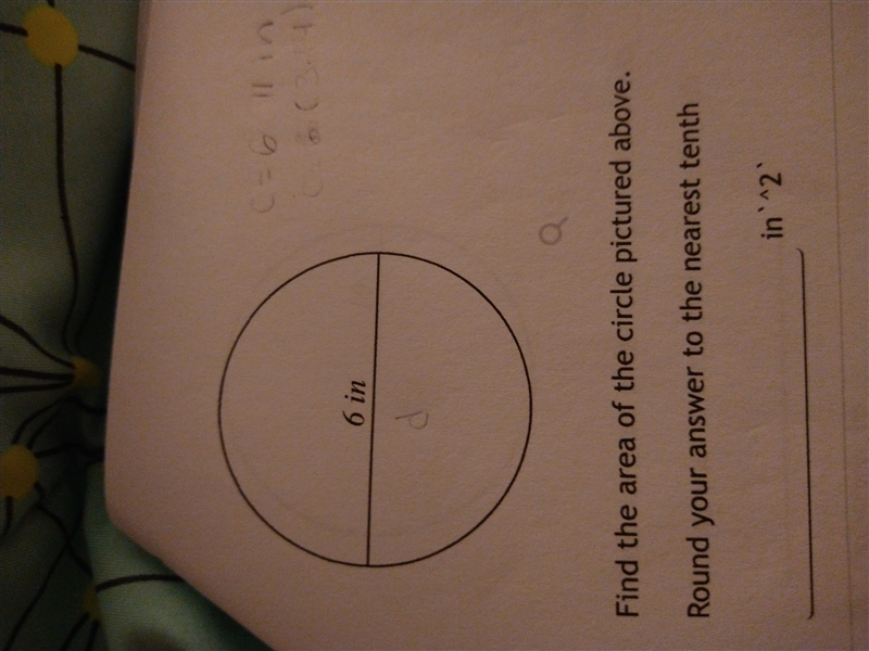 Find the area of the circle pictured above. Round your answer to the nearest tenth-example-1