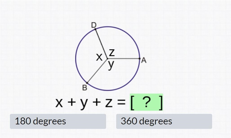 Circle and Arcs x + y + z =[ ?]-example-1