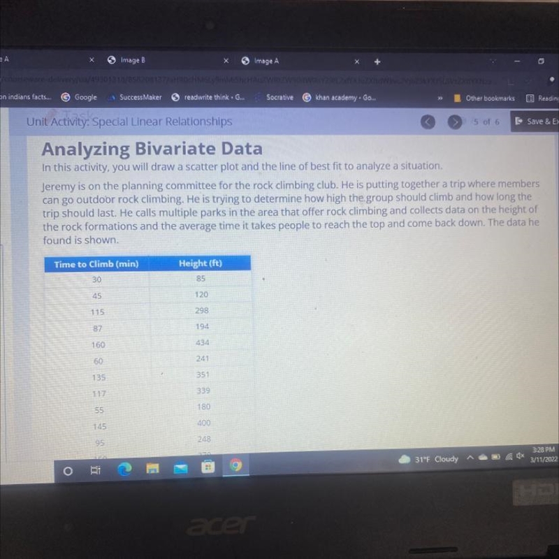 HELP I NEED TO FINISH TO PASS Plsss help meeee Analyzing Bivariate Data In this activity-example-1