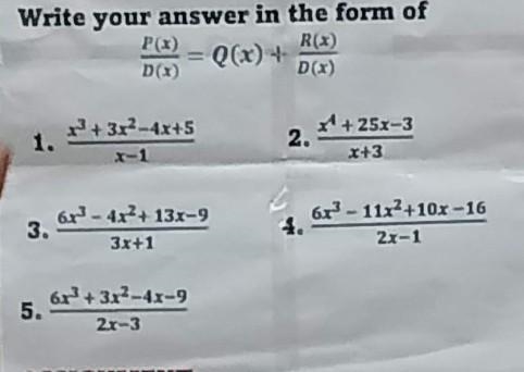 use synthetic division to find the quotient and remainder of the following. Write-example-1