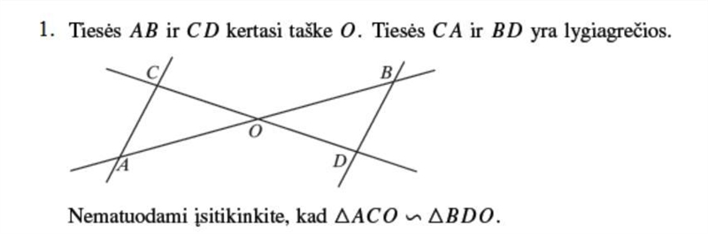 The lines AB and CD intersect at point 0. The lines C A and BD are parallel.Without-example-1