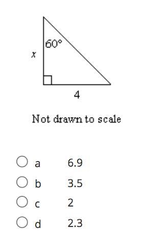 Use a trigonometric ratio to find the value of x. Round your answer to the nearest-example-1