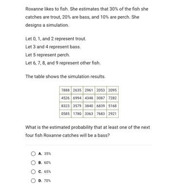 Question 5 of 40Roxanne likes to fish. She estimates that 30% of the fish shecatches-example-1