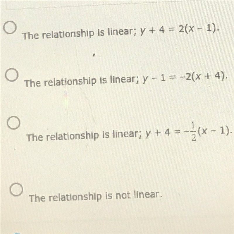 25 points ASAPPP helpppppp!!!!!!!!Is the relationship shown by the data linear if-example-1