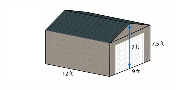 Mr. Jones is building the garage shown below. What is the volume of the garage?-example-1