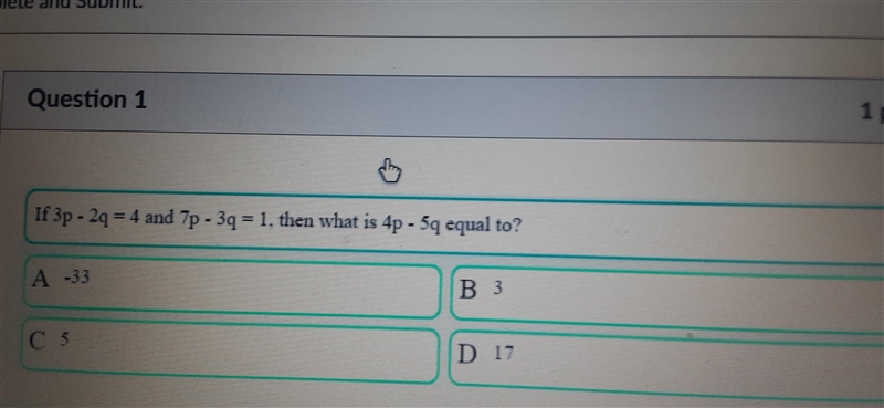 If 3p - 2q = 4 and 7p - 39 = 1.then what is 4p - 59 equal to?-example-1