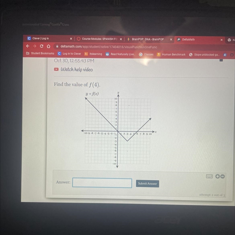 Find the value of f(4). y = f(x)-example-1