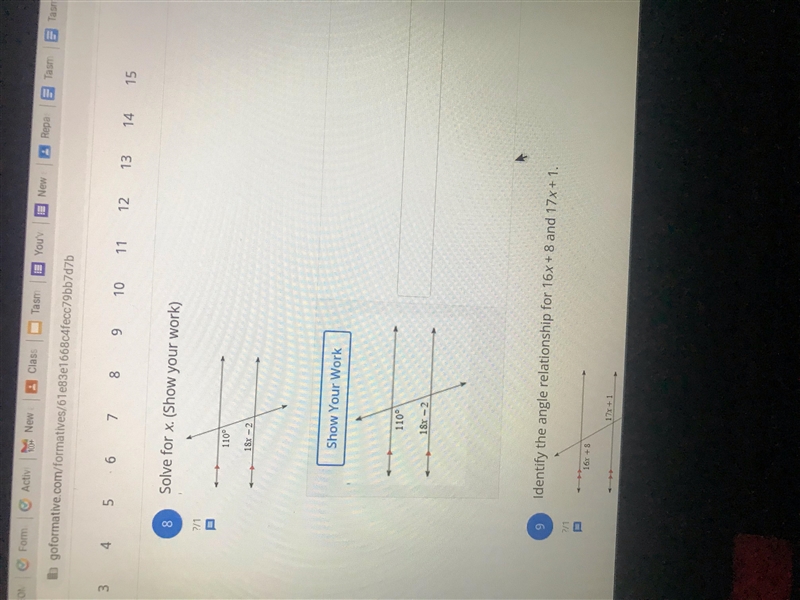 Solve for x. ( show your work)-example-1