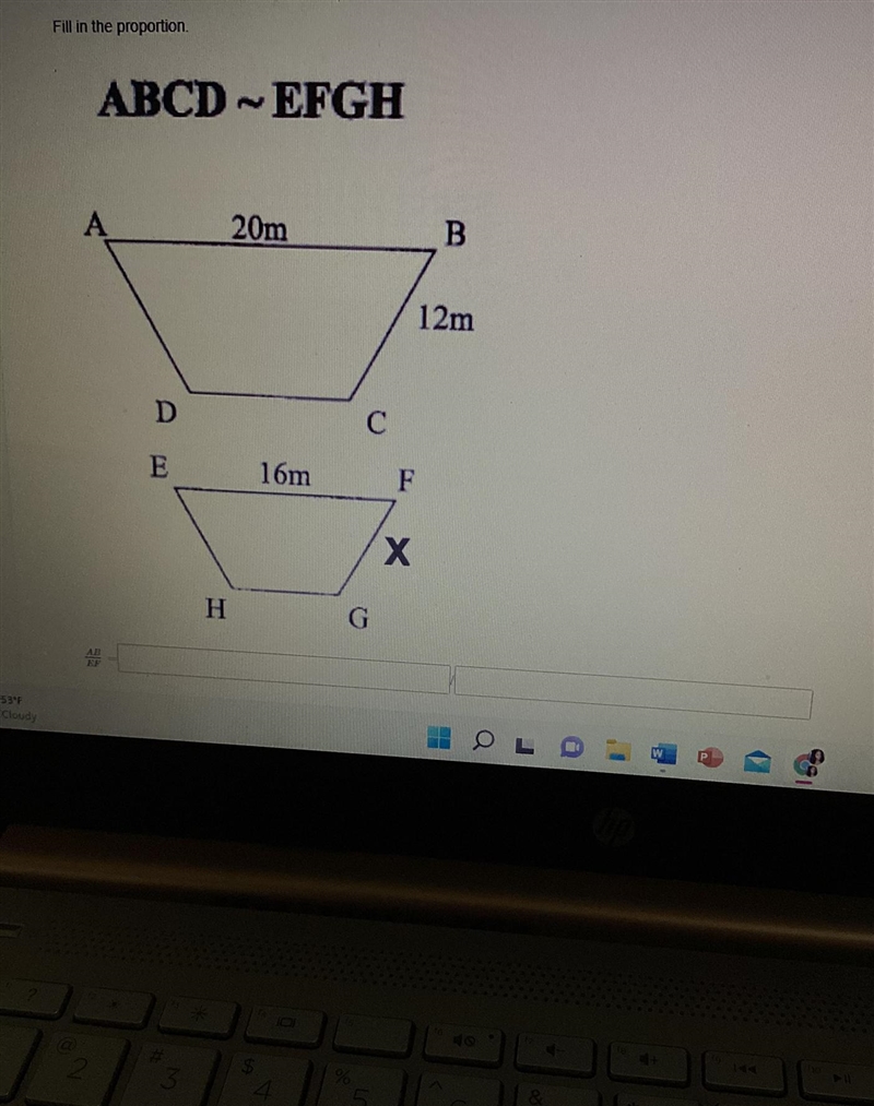 Fill In the proportion No explanation just need answer got disconnected from last-example-1