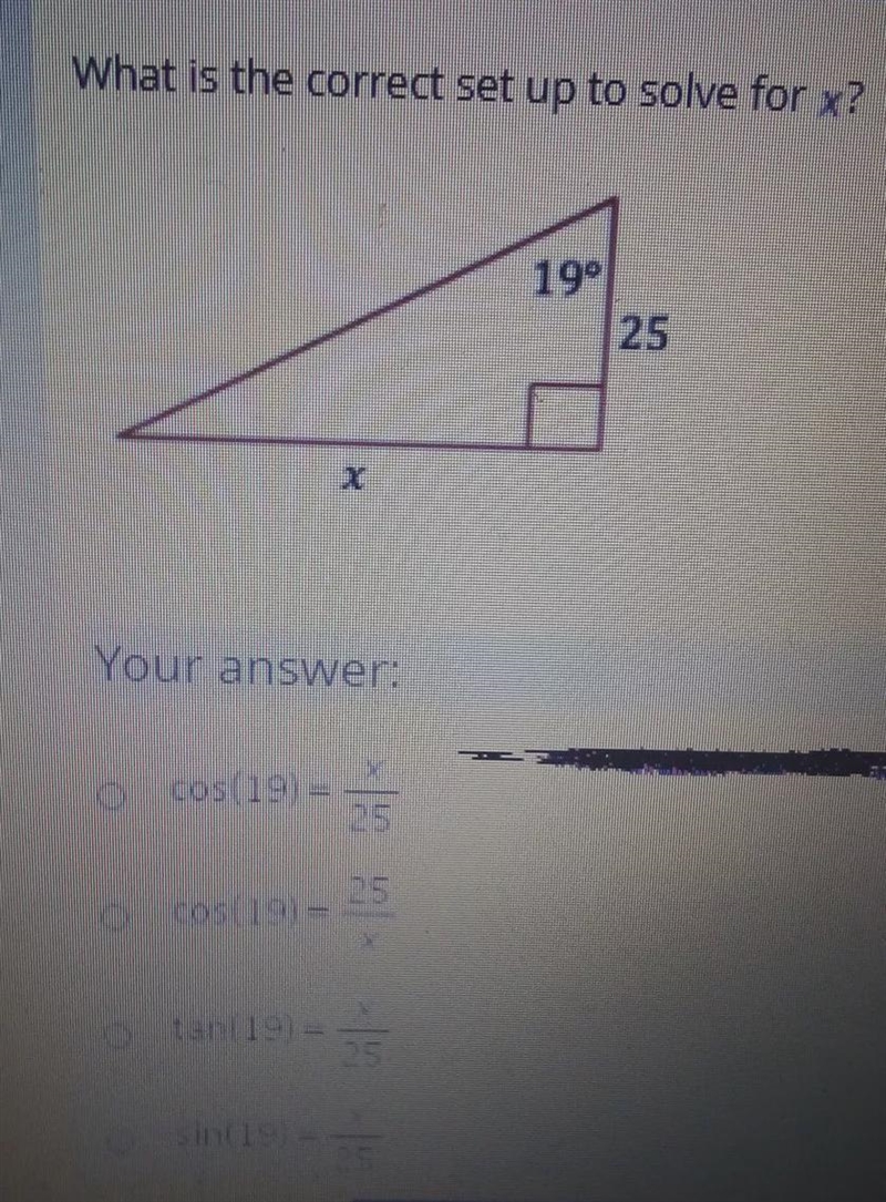 What is the correct setup to solve for x ?-example-1