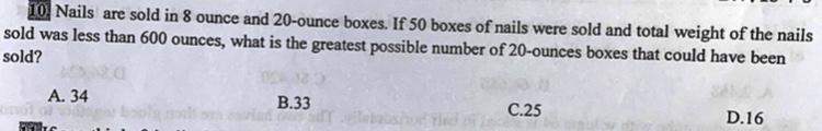 Nails are sold in 8 ounce and 20-ounce boxes. If 50 boxes of nails were sold and total-example-1