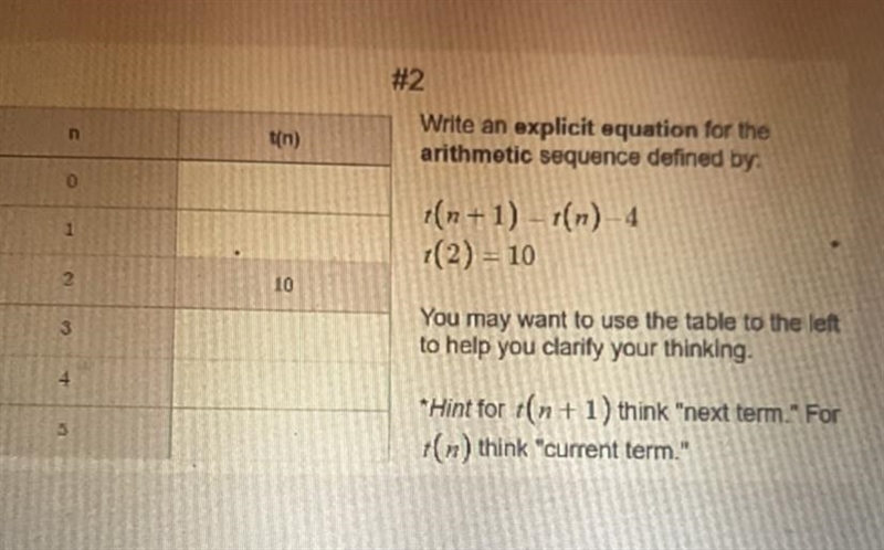 Can someone pls help me find the equation for the arithmetic sequence and help me-example-1