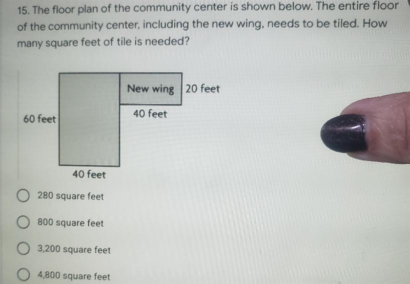 15. The floor plan of the community center is shown below. The entire floor 1 point-example-1