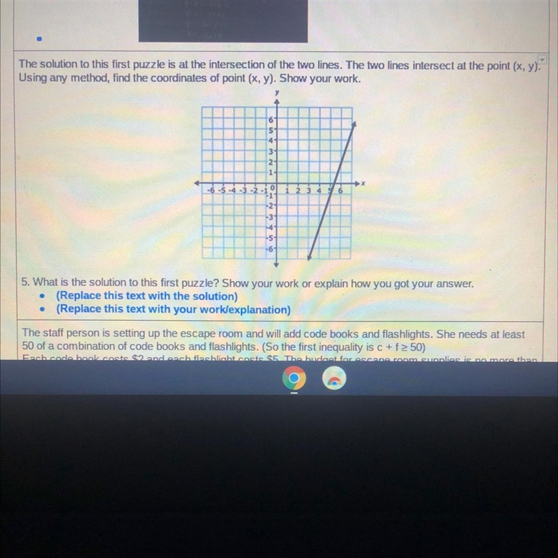 The solution to this first puzzle is at the intersection of the two lines. The two-example-1