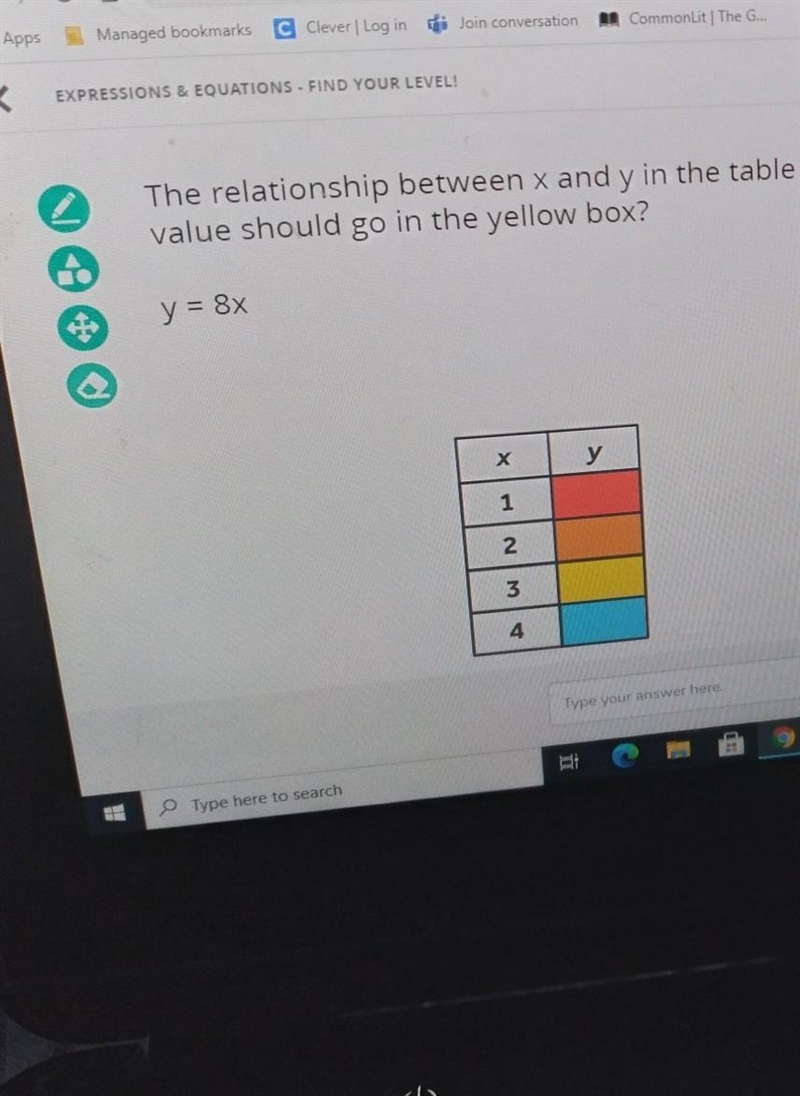 The relationship between x and y in the table below can be represented by the equation-example-1