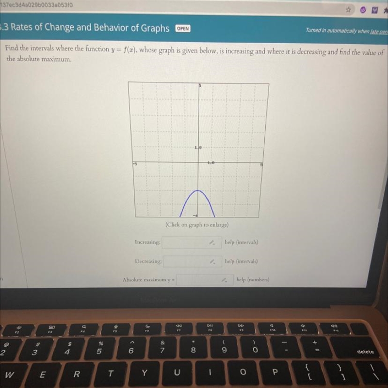 Find the intervals where the function y=f(x) who’s graph is given below, is increasing-example-1