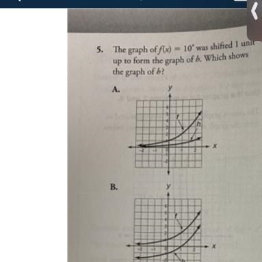 The graph of Ax) = 10' was shifted I unitup to form the graph of &. Which showsthe-example-1