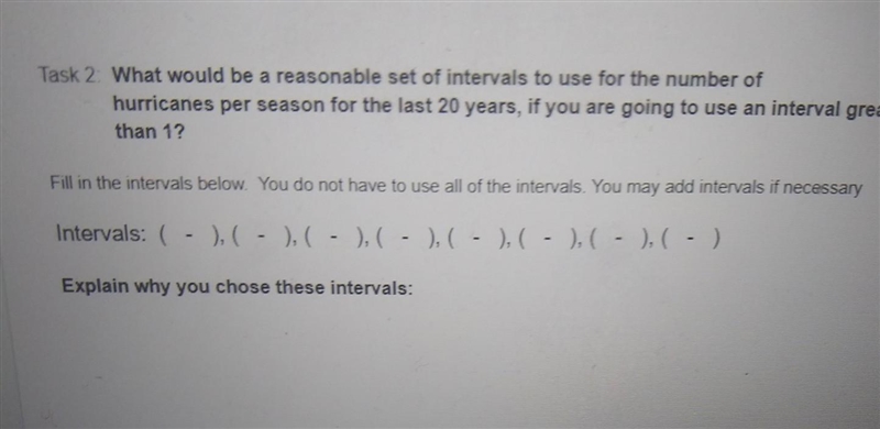 what would be reasonable set of intervals to use for the number of hurricanes per-example-1