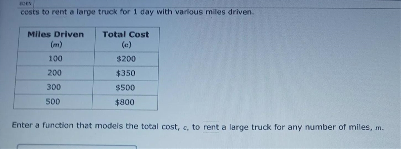 (m) Total Cost (c) 100 $200 200 $350 300 $500 500 $800 a function that models the-example-1