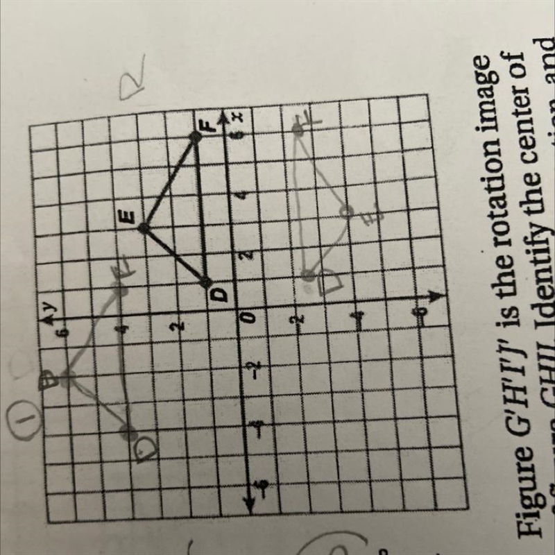 Use the figure and coordinate plane at the right forExercises 1-3.3. Graph the rotation-example-1