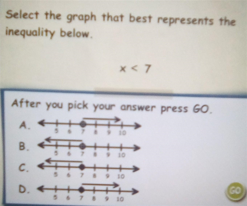 Select the graph that best represents the inequality above.​-example-1