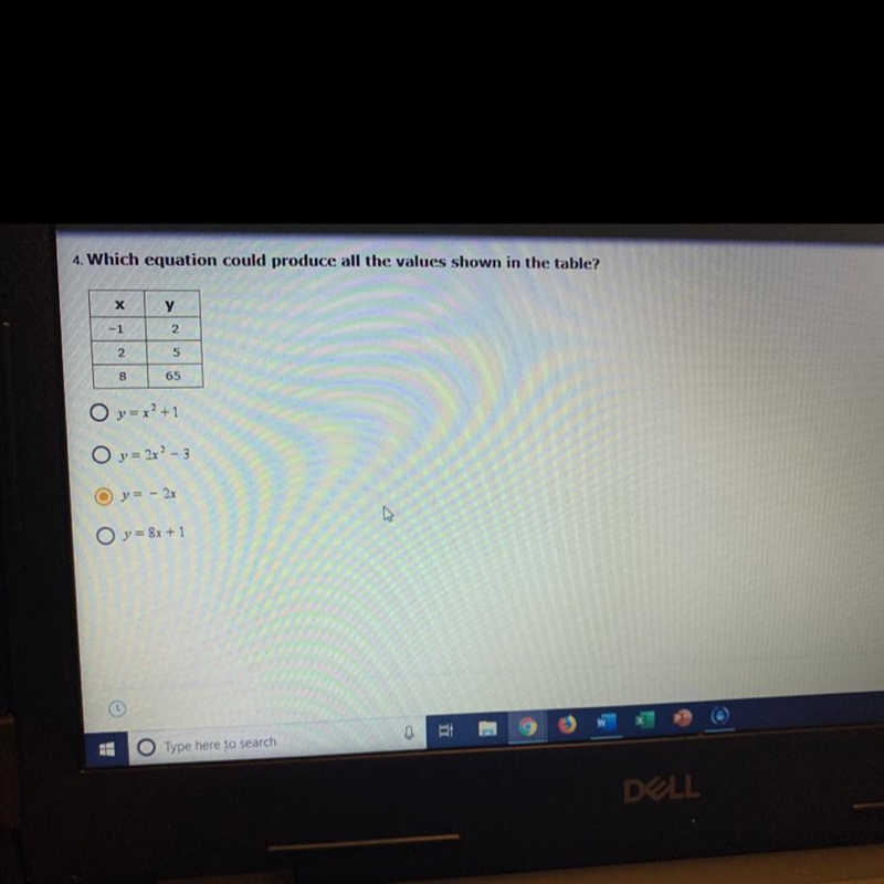 Which equation could practice all the values shown in the table-example-1