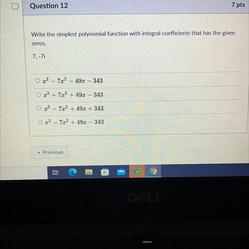 Write the simplest polynomial function with integral coefficients that had the given-example-1