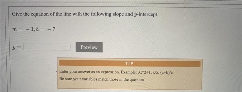 Give the equation of the line with the following slope and y-intercept.m = = 1, b-example-1