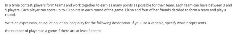 In a trivia contest, players form teams and work together to earn as many points as-example-1