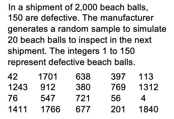 Based on this sample, how many defective beach balls might the manufacturer expect-example-1