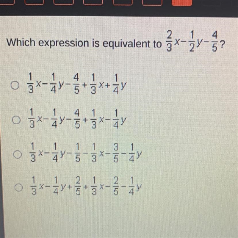 21Which expression is equivalent to şx-ay-?1141X1V41113X-1글금o ----- 4글금 -2 121+X--example-1