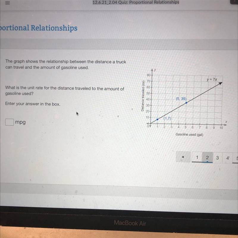 The graph shows the relationship between the distance a truck can travel and the amount-example-1