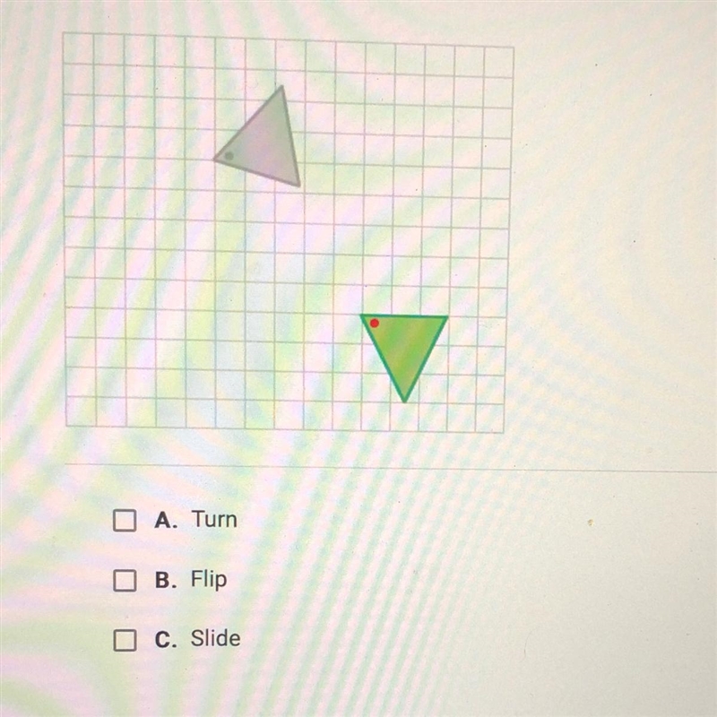 How would you move the green shape exactly over the gray shape using thefewest moves-example-1