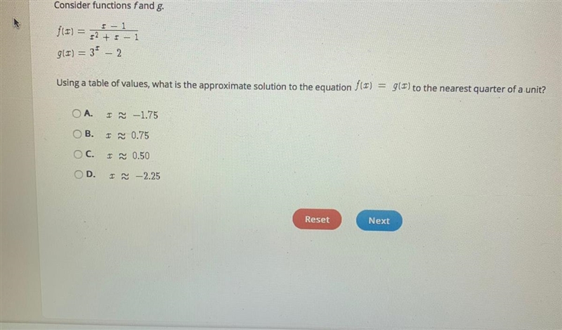 22Select the correct answer.Consider functions fand g.f(3) = 12 + 1 - 1g(T) = 3 - 2Using-example-1