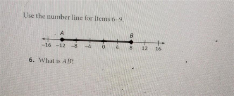 Use the number line for Items 6-9. What is AB?-example-1